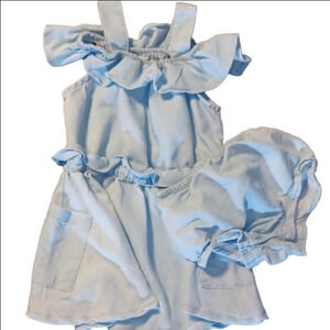 CHILLIPOP, 24 MONTH, BABY BLUE DRESS, WITH DIAPER COVER.